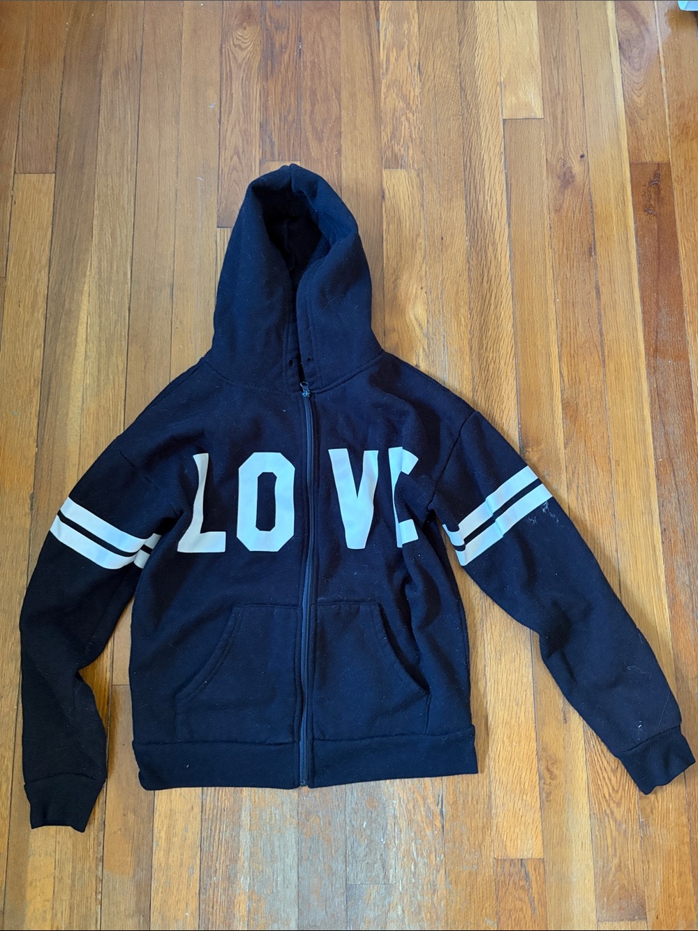 Kids Black 'LOVE' Zip Hoodie Jacket